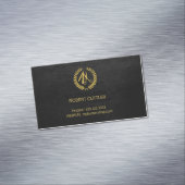 Kleurenwinkel luxe zwarte lederen blik magnetisch visitekaartje (Voorbeeld)