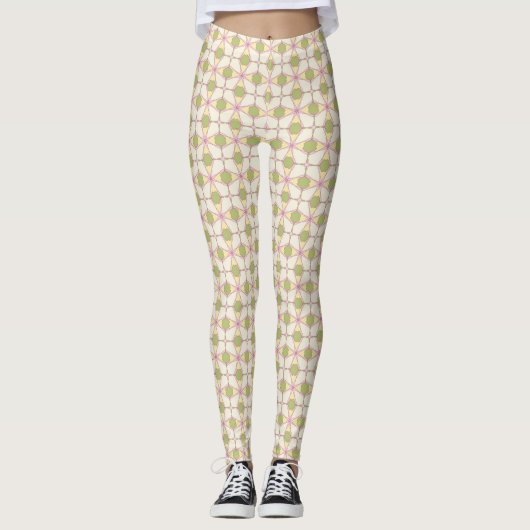 Kleurere achtergrond van het retropatroon 3 leggings (Voorkant)