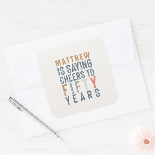 Kleurere kaasjes van Classy tot vijftig jaar Vierkante Sticker (Envelop)