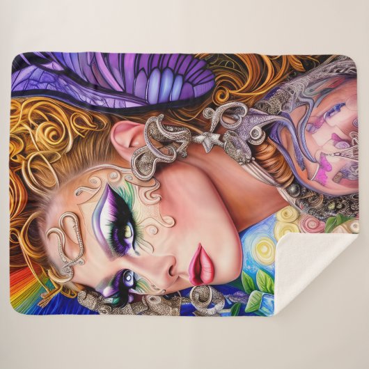 Kleurexploderend, ontwerp van het bewerkte dunning sherpa deken (Voorkant (horizontaal))