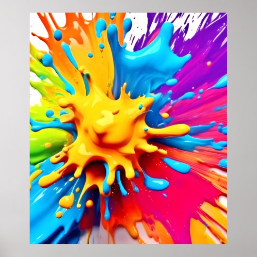 Kleurexplosie: Abstracte verfspetter Poster (Voorkant)