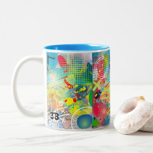 Kleurexplosie Tweekleurige Koffiemok (Met donut)