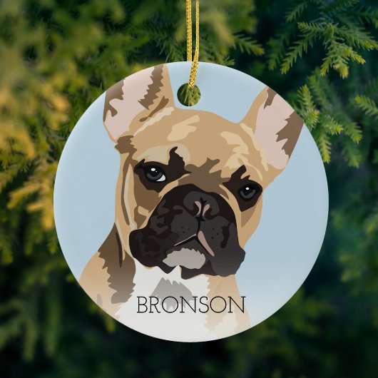 Kleurfaase Franse Bulldog Kerstmis Keramisch Ornament