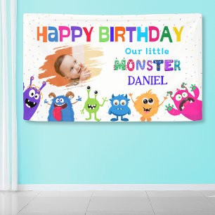 Kleurfeest Foto Little Monster Verjaardagsfeestje Spandoek