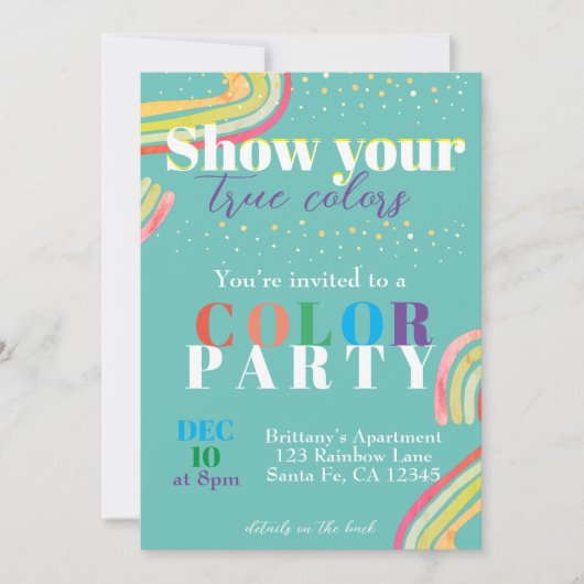 Kleurfeest Regenboog Uitnodiging (Voorkant)