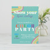 Kleurfeest Regenboog Uitnodiging (Staand voorkant)