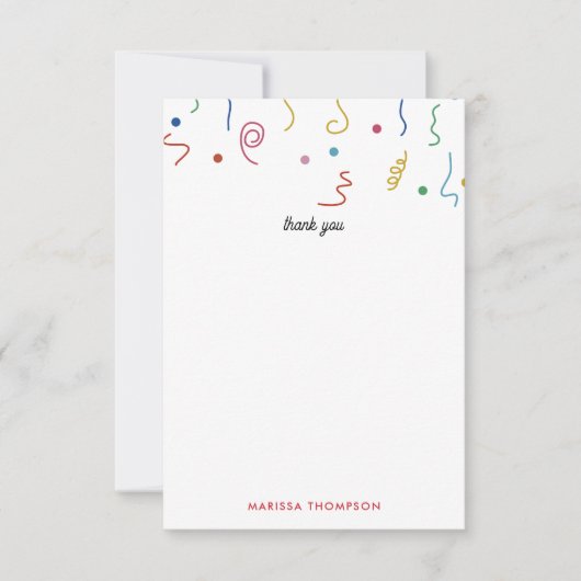 Kleurfeestconfetti aangepaste naam bedankkaart (Voorkant)