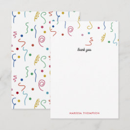 Kleurfeestconfetti aangepaste naam bedankkaart