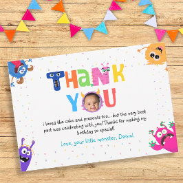 Kleurfeestelijke verjaardagsfeestje foto van een k bedankkaart