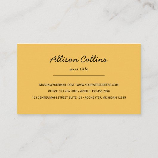 Kleurgele handgetekende bloemen visitekaartje (Achterkant)