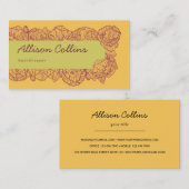 Kleurgele handgetekende bloemen visitekaartje (Voorkant / Achterkant)