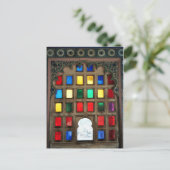 Kleurglas in een houten lijst briefkaart (Staand voorkant)