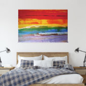 kleurgolfzonsonderstel canvas afdruk (Insitu (Slaapkamer))