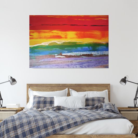 kleurgolfzonsonderstel canvas afdruk (Insitu (Slaapkamer))