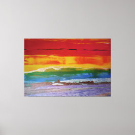 kleurgolfzonsonderstel canvas afdruk