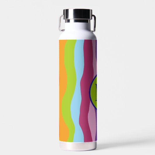 Kleurgolven met monogram waterfles (Voorkant)