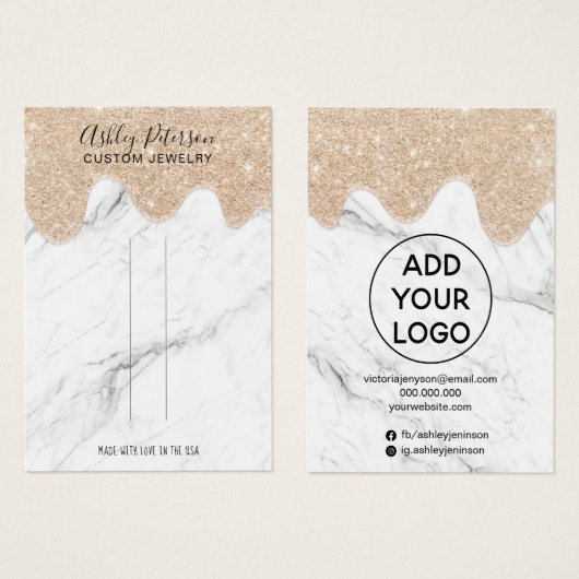 Kleurgoudglitter drip sieraar haarscherp visitekaartje (Voorkant /achterkant)