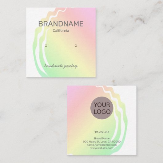Kleurgradiënt Ombre regenboogaarden Logo Vierkante Visitekaartje (Voorkant / Achterkant)