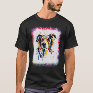 Kleurgrens Collie Dog Boy Girl Tie Dye Ble T-shirt