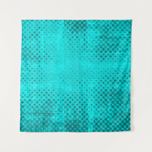 Kleurgrijpturquoise achtergrond. Halftone elemen Wandkleed