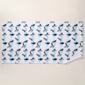 Kleurhanddoek van Puffin Party (kies kleur) Strandlaken (Voorkant)