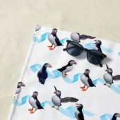 Kleurhanddoek van Puffin Party (kies kleur) Strandlaken (In situ)