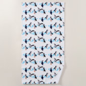 Kleurhanddoek van Puffin Party (kies kleur) Strandlaken (Voorkant)