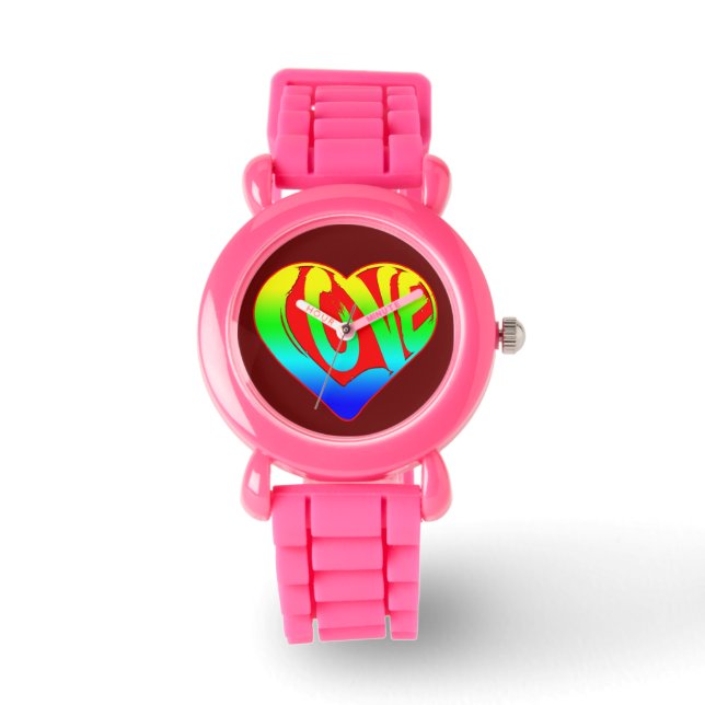Kleurhart Valentijnsdag Liefde Horloge (Voorkant)