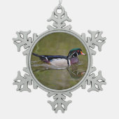 Kleurhouteend Tin Sneeuwvlok Ornament (Voorkant)