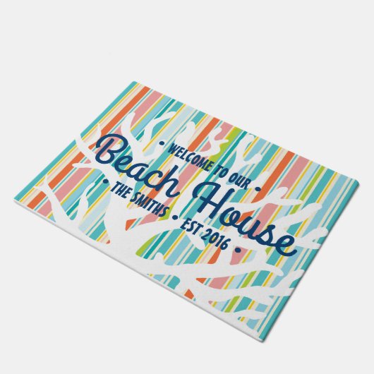 Kleurhuis Koraalband deurmat (Schuin)