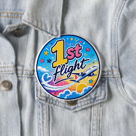 Kleurig 1e vluchtaandenkens vliegtuig ronde button 4,0 cm