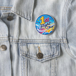 Kleurig 1e vluchtaandenkens vliegtuig ronde button 5,7 cm