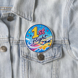 Kleurig 1e vluchtaandenkens vliegtuig ronde button 7,6 cm