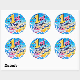 Kleurig 1e vluchtaandenkens vliegtuig ronde sticker
