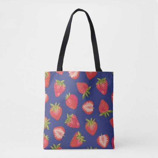 Kleurig aardbeipatroon tote bag (Voorkant)
