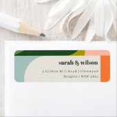 Kleurig Abstract adres Groovy Retro Arch Etiket (Insitu)