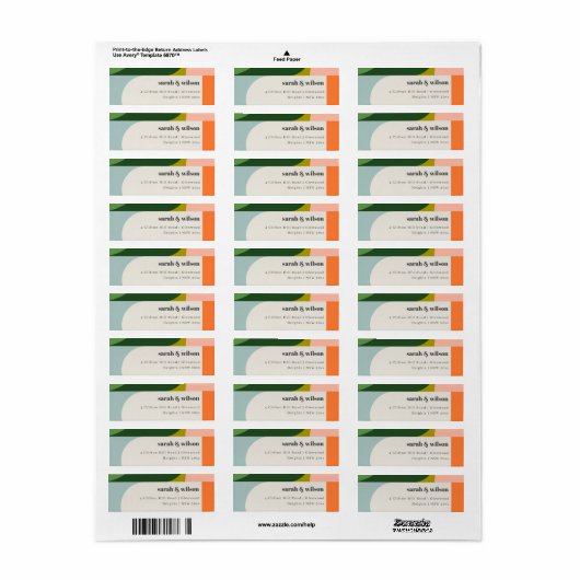 Kleurig Abstract adres Groovy Retro Arch Etiket (Full Sheet)