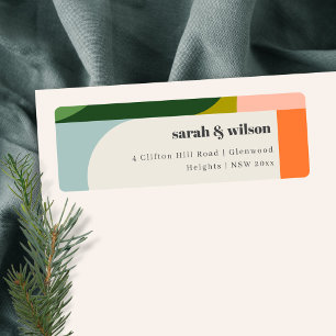 Kleurig Abstract adres Groovy Retro Arch Etiket