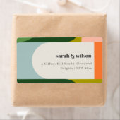 Kleurig Abstract adres Groovy Retro Arch Etiket (Insitu)