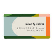 Kleurig Abstract adres Groovy Retro Arch Etiket (Voorkant)