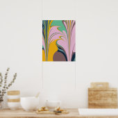 Kleurig Abstract gemarmerd design in Lila en Mint Poster (Keuken)