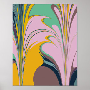 Kleurig Abstract gemarmerd design in Lila en Mint Poster