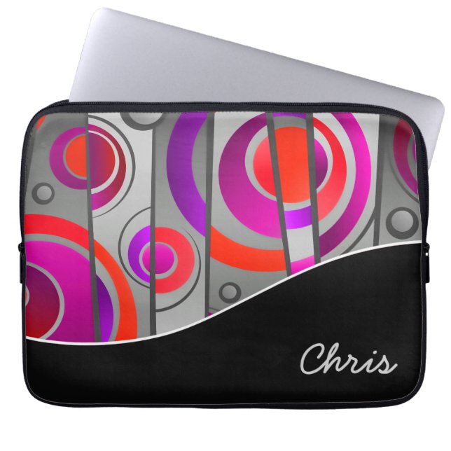Kleurig Abstract geometrisch patroon met monogram Laptop Sleeve (Voorkant)