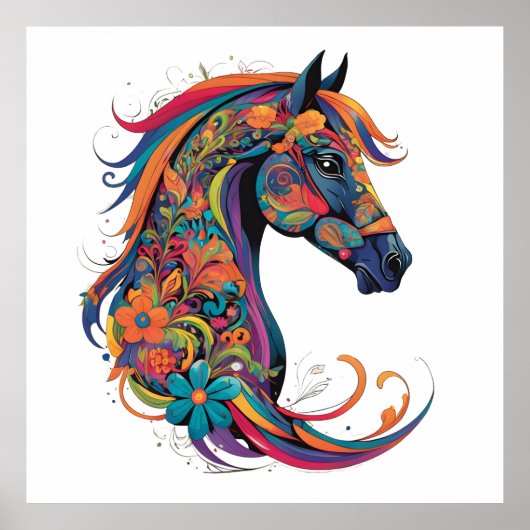 Kleurig abstract paard poster (Voorkant)
