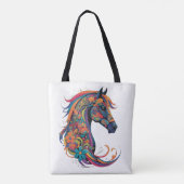Kleurig abstract paard tote bag (Achterkant)