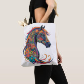 Kleurig abstract paard tote bag (Dichtbij)