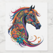 Kleurig abstract paard wijn etiket (Enkel label)
