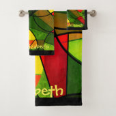 Kleurig abstract patroon bad handdoek (Insitu)