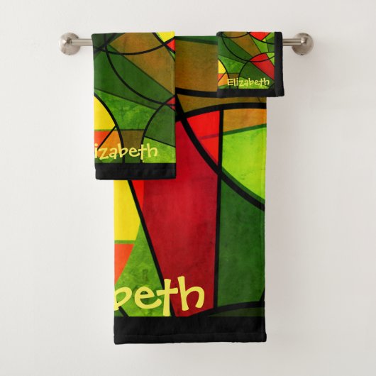 Kleurig abstract patroon bad handdoek (Insitu)