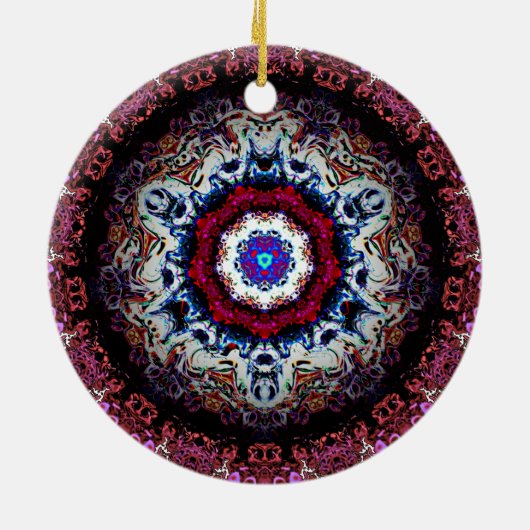 Kleurig abstract patroon (buitenaards oog) keramisch ornament (Achterkant)